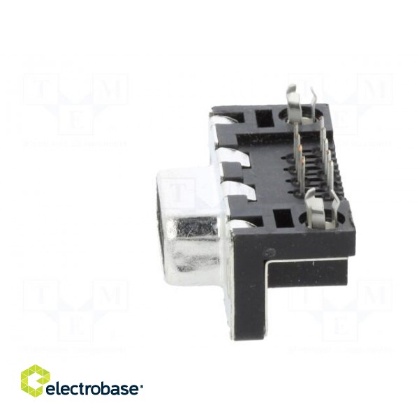 D-Sub | PIN: 9 | socket | female | on PCBs,PCB snap | angled 90° | THT фото 3