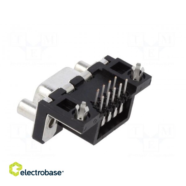D-Sub | PIN: 9 | socket | female | on PCBs,PCB snap | angled 90° | THT image 4