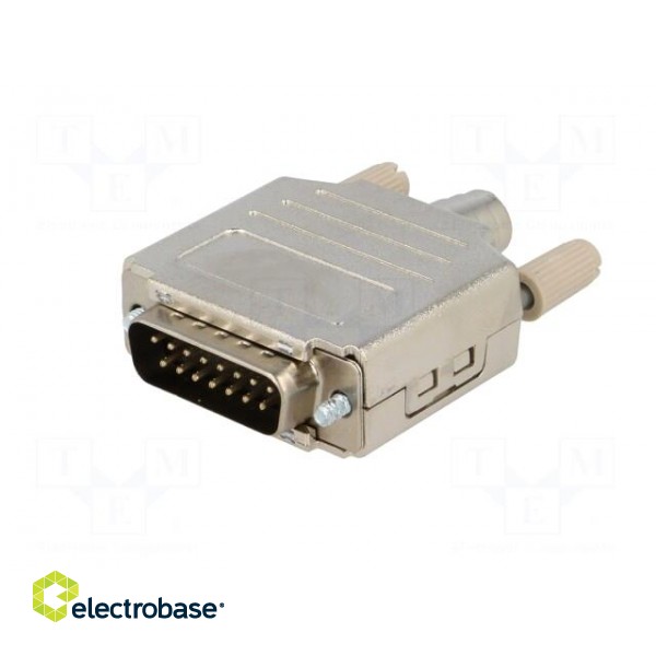 D-Sub | PIN: 15 | plug | male | soldering | for cable | black paveikslėlis 2