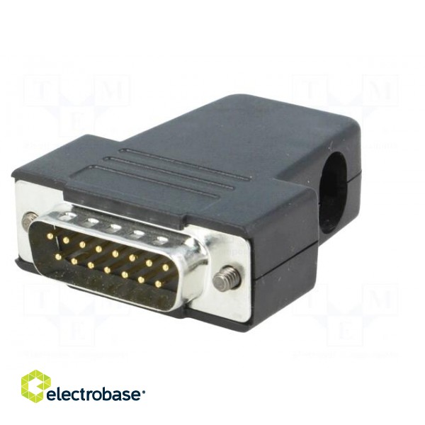 D-Sub | PIN: 15 | plug | male | soldering | for cable | black image 2