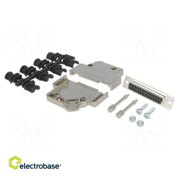 D-Sub | PIN: 25 | plug | female | soldering | for cable | black paveikslėlis 1