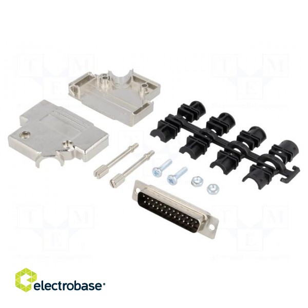 D-Sub | PIN: 25 | plug | male | soldering | for cable | black paveikslėlis 1