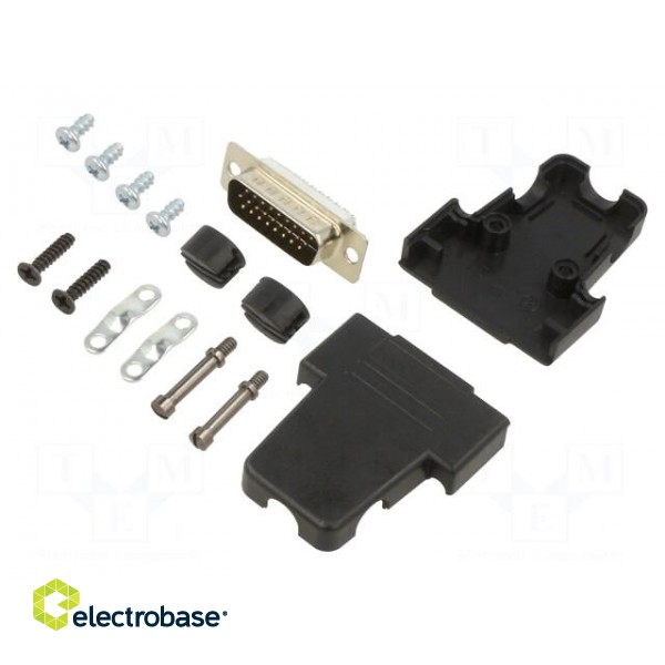 D-Sub | PIN: 26 | plug | male | soldering | for cable | black paveikslėlis 1