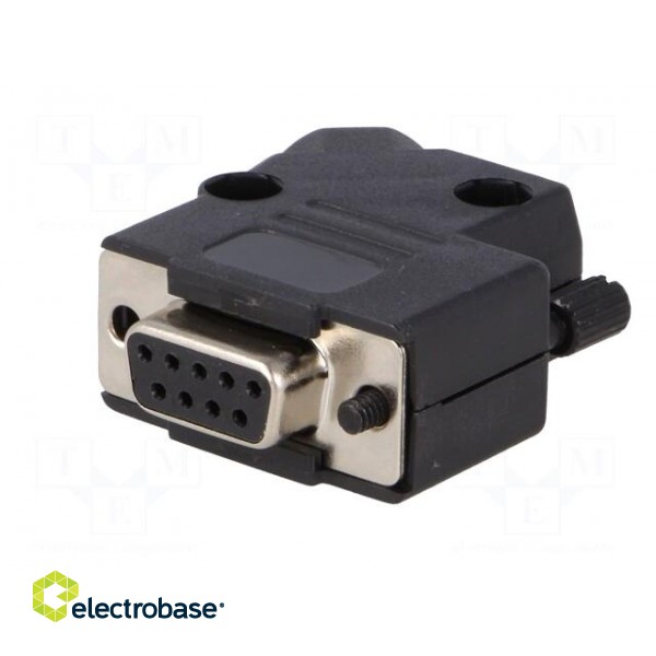 D-Sub | PIN: 9 | plug | female | soldering | for cable | black image 2