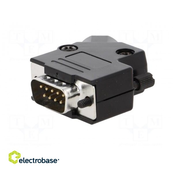 D-Sub | PIN: 9 | plug | male | angled 45° | soldering | for cable paveikslėlis 2