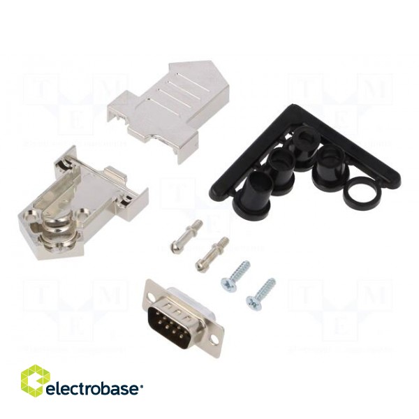 D-Sub | PIN: 9 | plug | male | soldering | for cable | black paveikslėlis 1