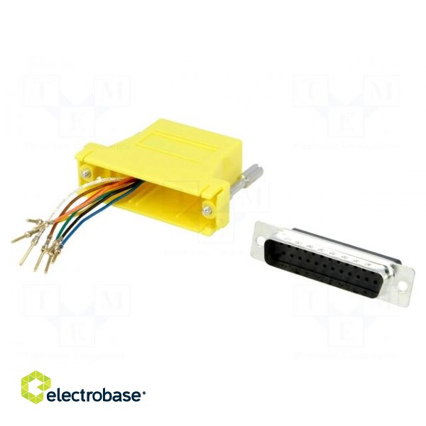 Transition: adapter | RJ45 socket,D-Sub 25pin male | yellow фото 1