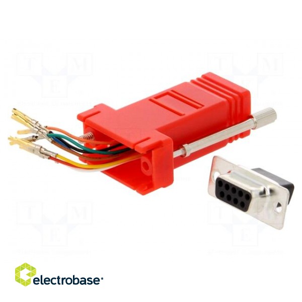 Transition: adapter | RJ45 socket,D-Sub 9pin female | red фото 1