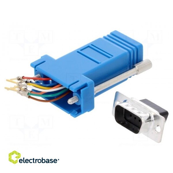 Transition: adapter | D-Sub 9pin male,RJ45 socket | blue image 1