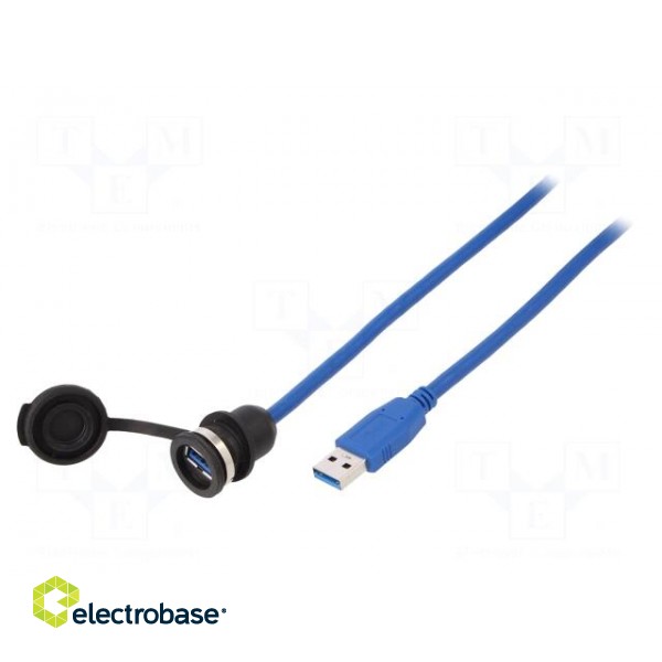 Adapter cable | USB 3.0,with cap | USB A socket,USB A plug | 1m
