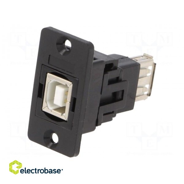 Adapter | USB A socket,USB B socket | SLIM | USB 2.0 | gold-plated image 1