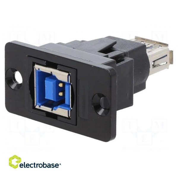 Adapter | USB A socket,USB B socket | SLIM | USB 3.0 | gold-plated image 1
