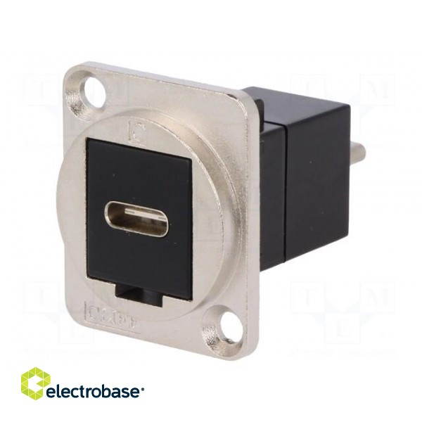 Adapter | USB C socket-front,USB C plug-back | FT | USB-C | metal image 1