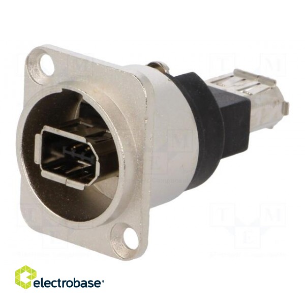 Coupler | IEEE1394 socket,both sides | FT | shielded | metal | 19x24mm image 1