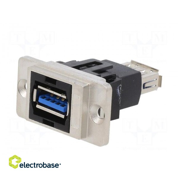 Coupler | USB A socket,both sides | DUALSLIM | USB 3.0 | gold-plated image 2