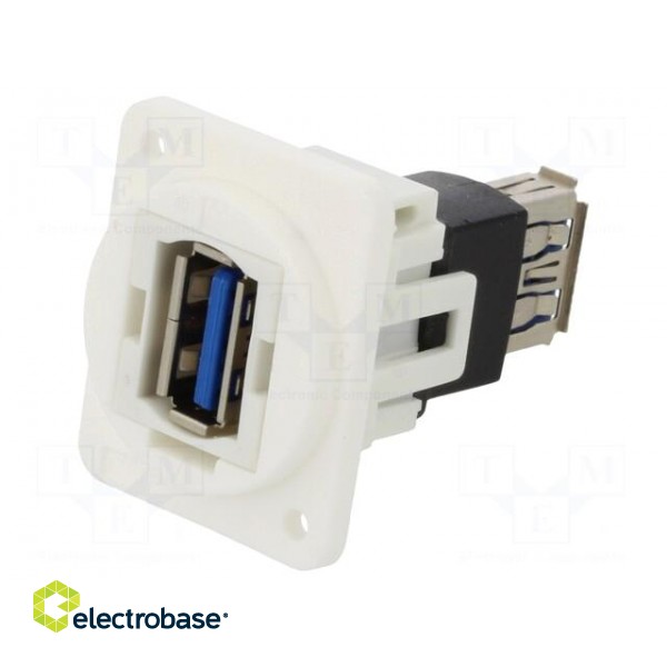 Coupler | USB A socket,both sides | FT | USB 3.0 | plastic | 19x24mm image 1