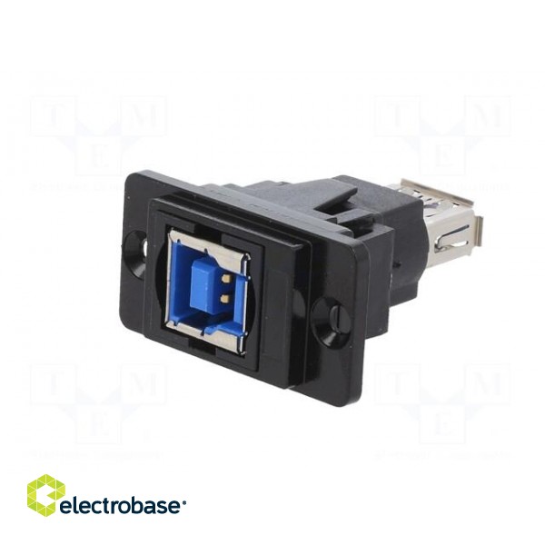 Coupler | USB A socket,USB B socket | DUALSLIM | USB 3.0 | metal image 2