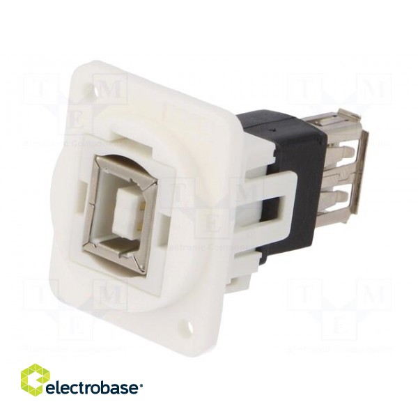 Coupler | USB A socket,USB B socket | FT | USB 2.0 | plastic | 19x24mm image 1