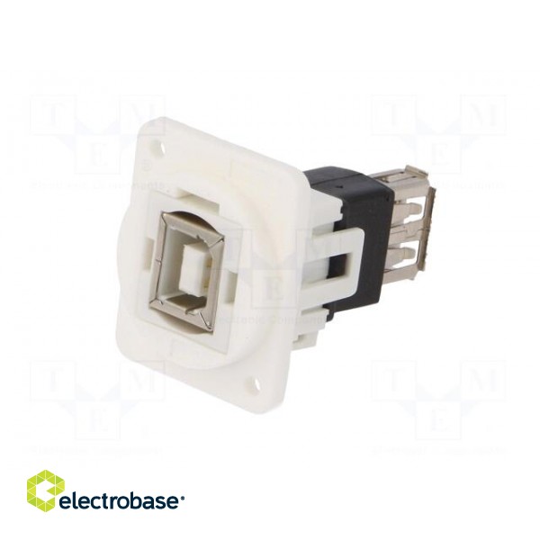 Coupler | USB A socket,USB B socket | FT | USB 2.0 | plastic | 19x24mm image 2