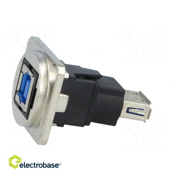 Coupler | USB A socket,USB B socket | FT | USB 3.0 | metal | 19x24mm image 3