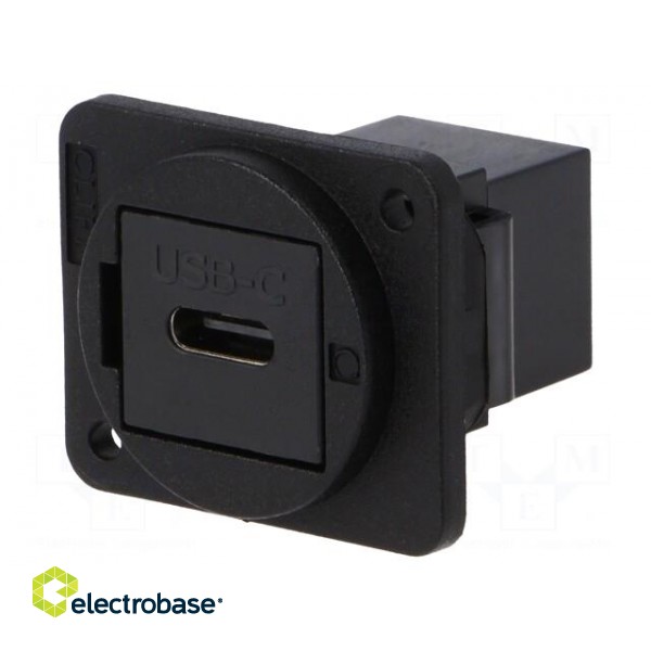 Coupler | both sides,USB C socket | FT | USB-C | plastic | 19x24mm image 1