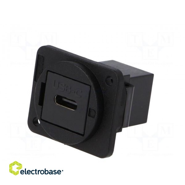 Coupler | both sides,USB C socket | FT | USB-C | plastic | 19x24mm image 2