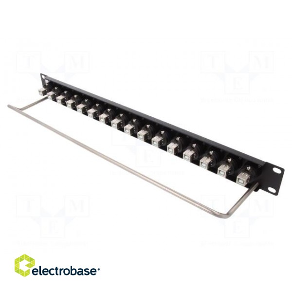 Patch panel | USB A | screw | RACK | M3 | Size: 19",1U image 2