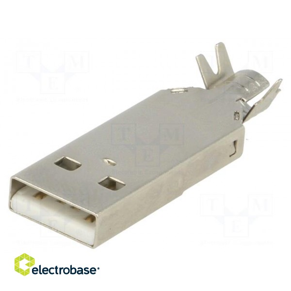 Plug | USB A | for cable | soldered | PIN: 4 | straight | USB 2.0 | 1A | 30V image 1
