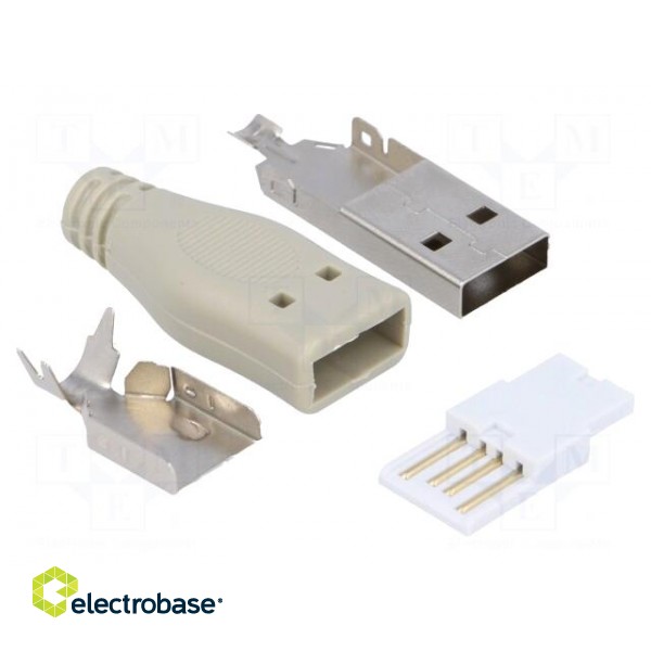 Plug | USB A | for cable | soldering | with protection image 1