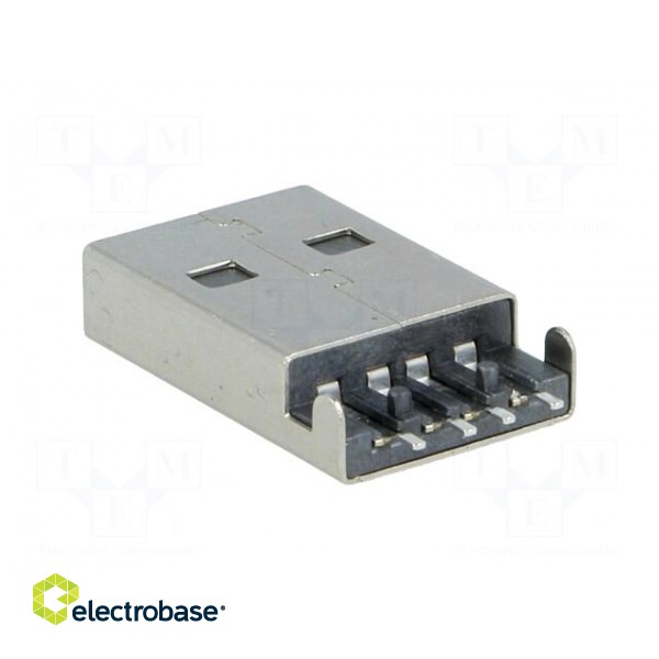 Plug | USB A | male | on PCBs | SMT | PIN: 4 | horizontal | USB 2.0 фото 4