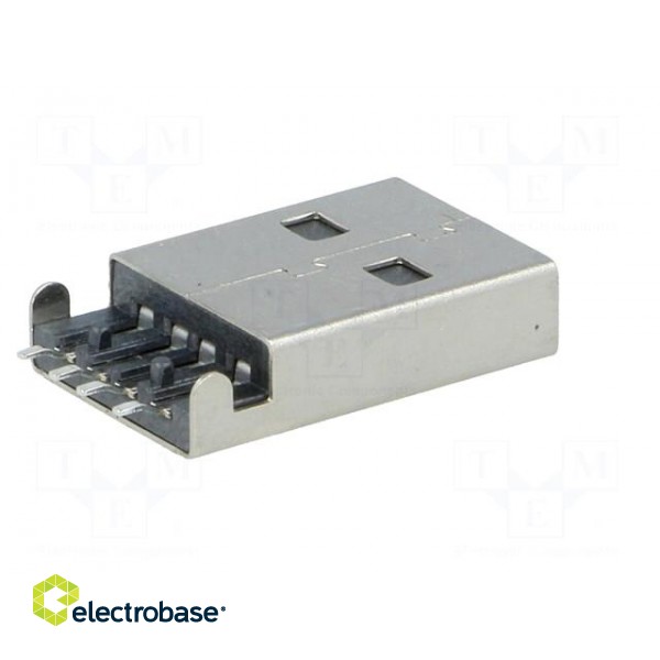Plug | USB A | male | on PCBs | SMT | PIN: 4 | horizontal | USB 2.0 image 6