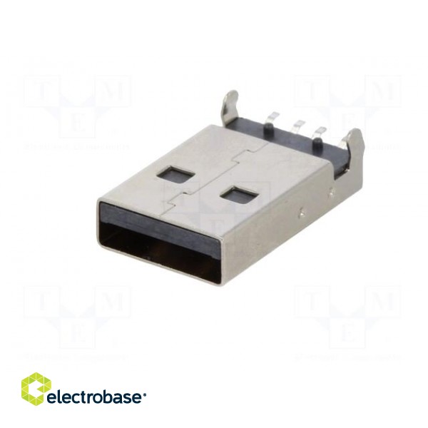 Plug | USB A | on PCBs | SMT | PIN: 4 | horizontal | USB 2.0 | gold-plated image 2