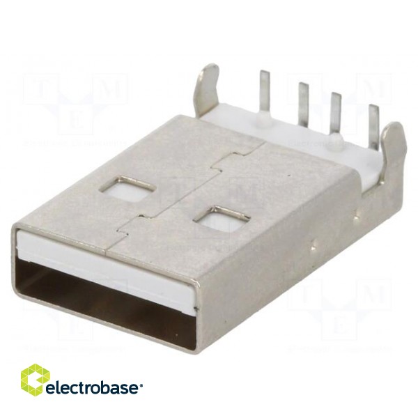Plug | USB A | on PCBs | THT | PIN: 4 | angled 90° | USB 2.0 | gold-plated image 1