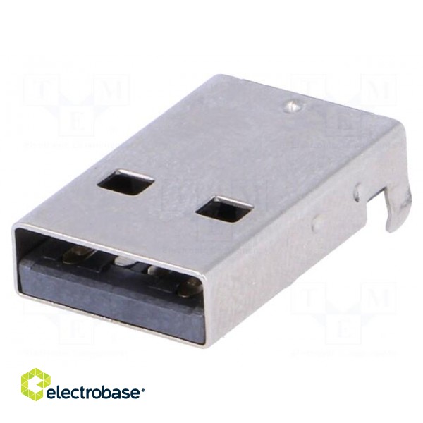 Plug | USB A | SMT | angled 90° | 1.5A | Contacts: phosphor bronze | 500V image 1