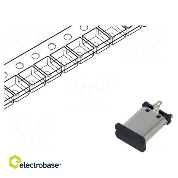 Plug | USB C | on PCBs | SMT | PIN: 24 | vertical | USB 3.1 | 5A | reel