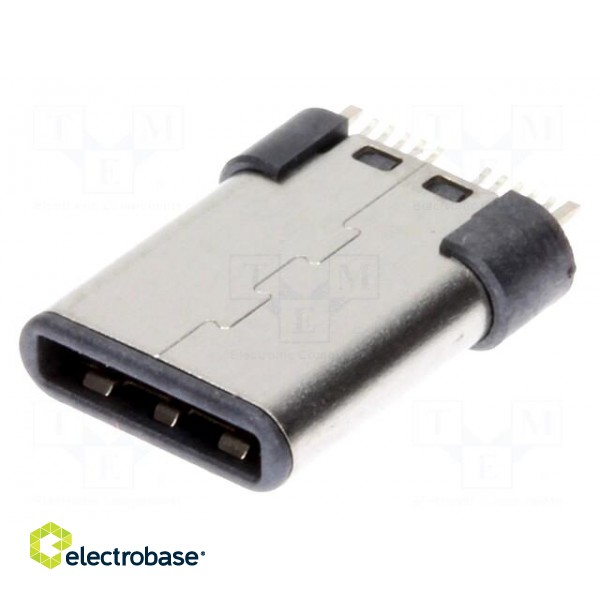 Plug | USB C | SMT | vertical | USB 3.1 | gold-plated | 5A