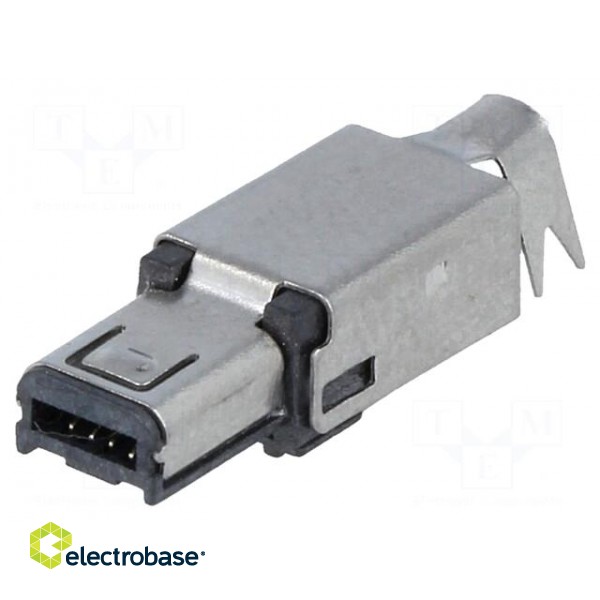 Plug | USB mini Hirose | soldering | PIN: 4 | nickel plated | 500mA paveikslėlis 1