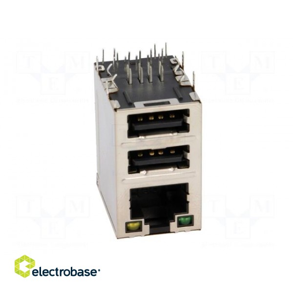 Socket | RJ45 + USB A | THT | PIN: 8 | angled | Layout: 8p8c image 9