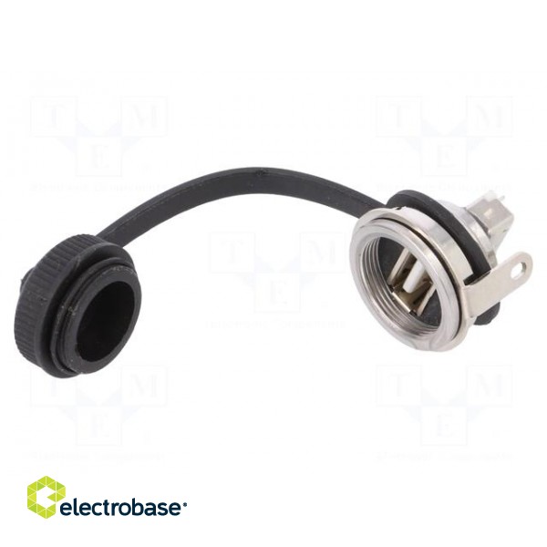 Socket | USB A | 1310 | for panel mounting,rear side nut | soldering image 1