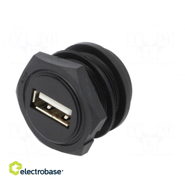 Socket | USB A | for panel mounting,screw | THT | straight | USB 2.0 image 2