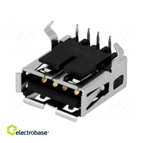 Socket | USB A | on PCBs | THT | PIN: 4 | angled 90° image 1