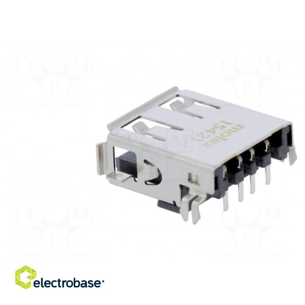 Socket | USB A | on PCBs | THT | PIN: 4 | angled 90° | middle board mount paveikslėlis 4
