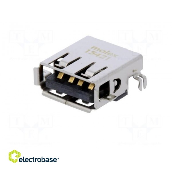 Socket | USB A | on PCBs | THT | PIN: 4 | angled 90° | middle board mount paveikslėlis 2