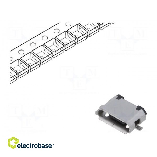 Socket | USB AB micro | SMT | PIN: 5 | horizontal | USB 2.0 | 1.8A