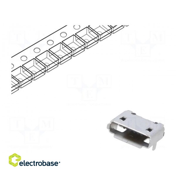 Socket | USB AB micro | SMT | PIN: 5 | horizontal | USB 2.0 | 1.8A