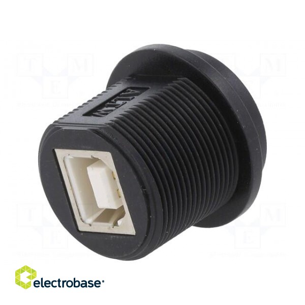 Socket | USB B | for panel mounting,screw | THT | straight | USB 2.0 image 1