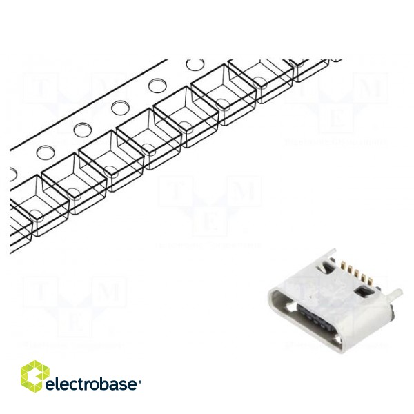 Socket | USB B micro | SMT | PIN: 5 | vertical | USB 2.0 | 1.8A