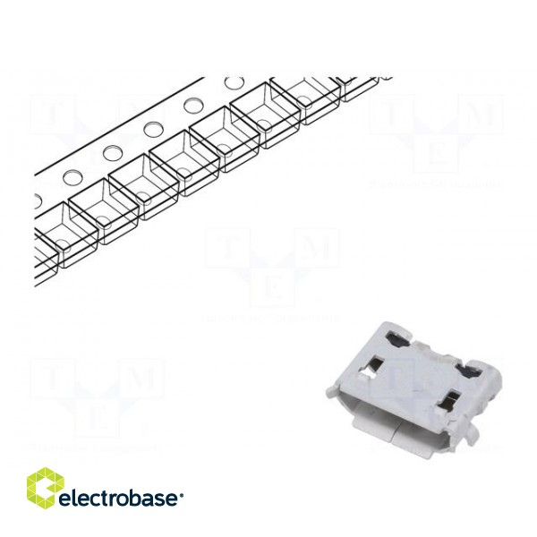 Socket | USB B micro | ZX | on PCBs | SMT | PIN: 5 | horizontal | USB 2.0 image 1