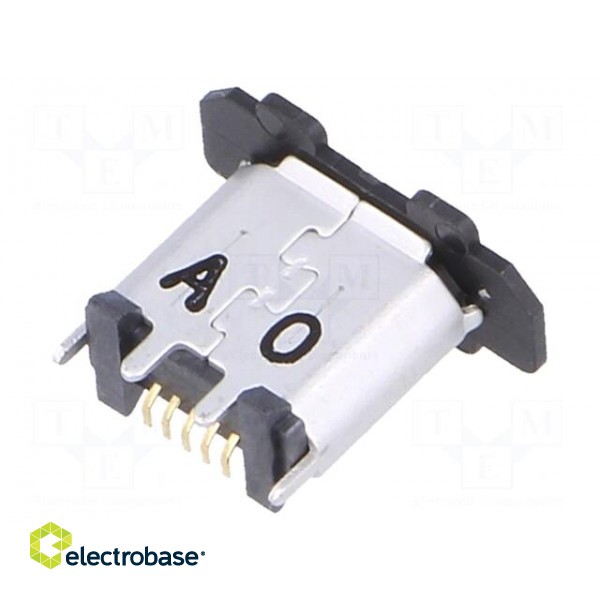Socket | USB B micro | UX | on PCBs | SMT,THT | PIN: 5 | vertical | USB 2.0 image 1