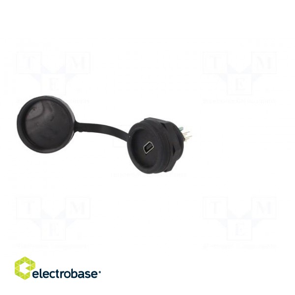Socket | USB B mini | 1310 | for panel mounting,rear side nut | THT image 2